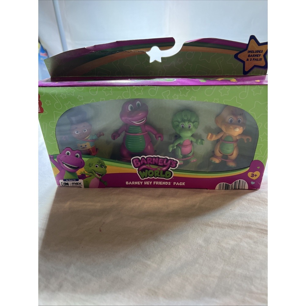 Barney's World Hey Friends Pack Set 4 Toy Figures JHB26 Mattel Fisher Price- NEW